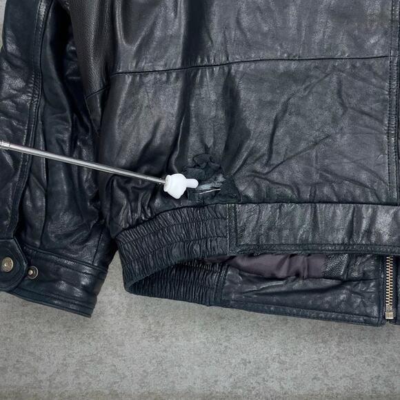 Vintage Genuine Leather Jacket Jet Black J Park Collection Biker 90s - Picture 7 of 7